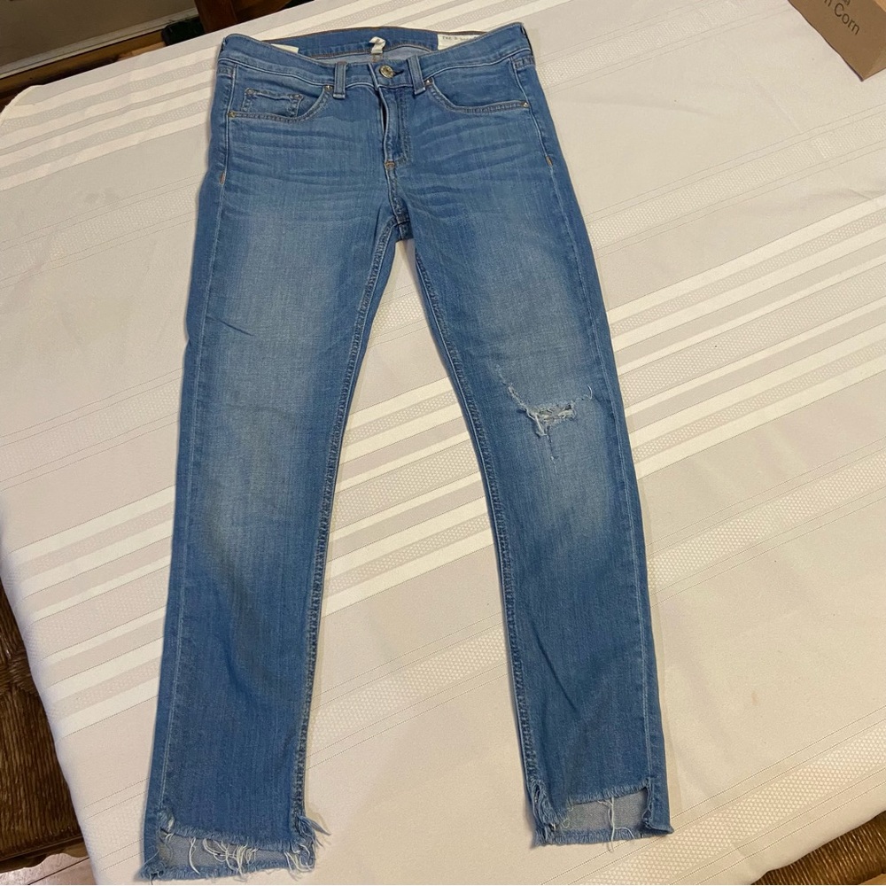 Rag & Bone Womens Modele Raw Hem Distressed Capri Jeans - Size 27